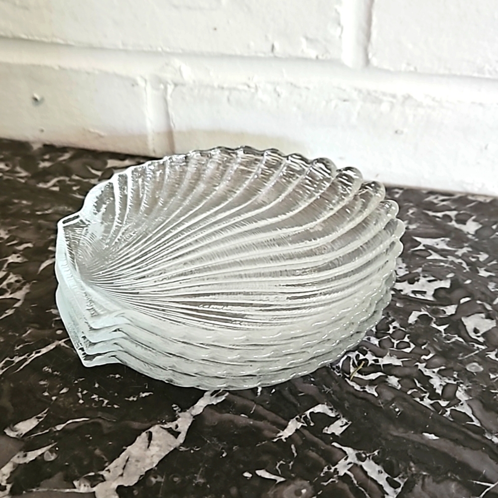 Set of Four Glass Shell Plates